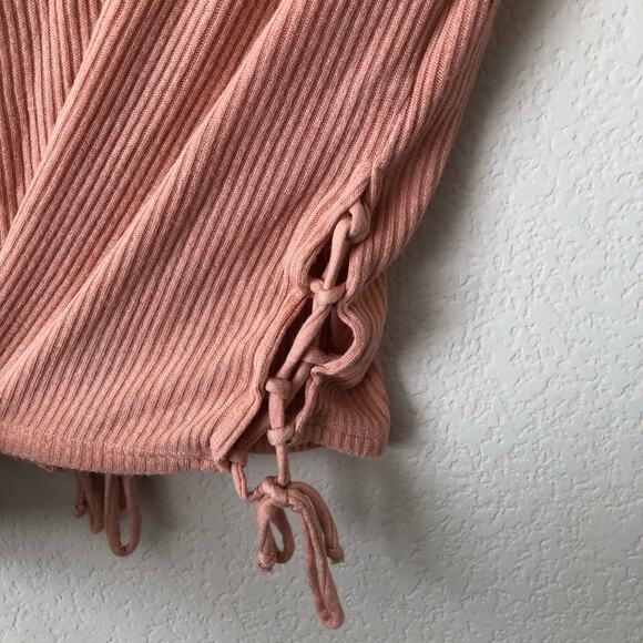 Project Social T x Urban Outfitters coral orange ribbed lace-up cropped tank - Picture 4 of 5